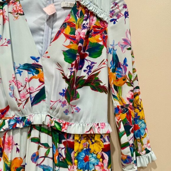 HUNTER BELL DRESS SZ 4 WILDFLOWERS RUFFLE TIERED EMBELLISHMENT AESTHETIC CHIC - Picture 14 of 16